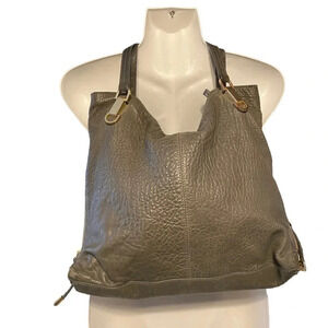 Vince Camuto Gray Pebbled Leather Shoulder Bag